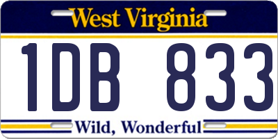 WV license plate 1DB833