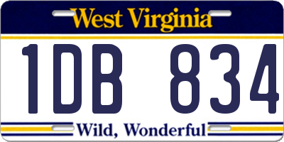 WV license plate 1DB834