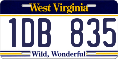 WV license plate 1DB835
