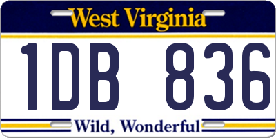 WV license plate 1DB836