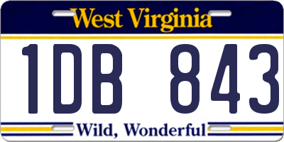 WV license plate 1DB843