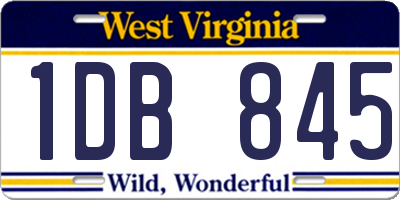 WV license plate 1DB845