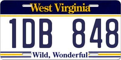 WV license plate 1DB848