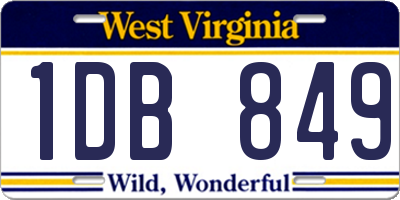 WV license plate 1DB849