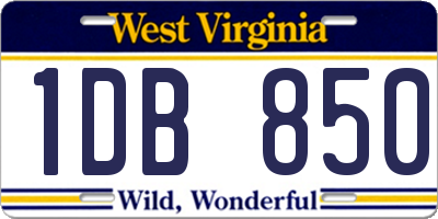 WV license plate 1DB850