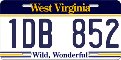 WV license plate 1DB852