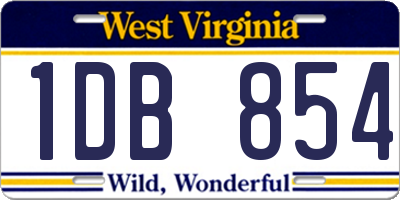 WV license plate 1DB854