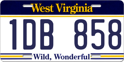 WV license plate 1DB858