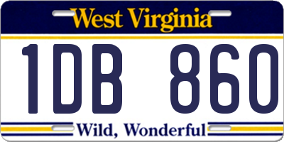WV license plate 1DB860