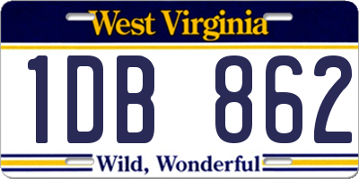 WV license plate 1DB862