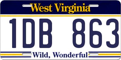 WV license plate 1DB863