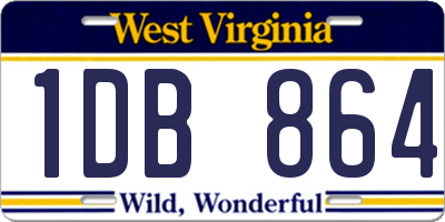 WV license plate 1DB864