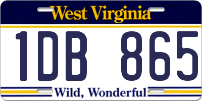 WV license plate 1DB865
