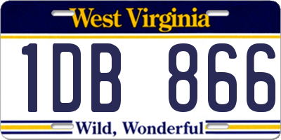 WV license plate 1DB866