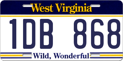 WV license plate 1DB868