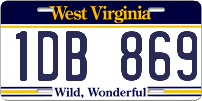 WV license plate 1DB869