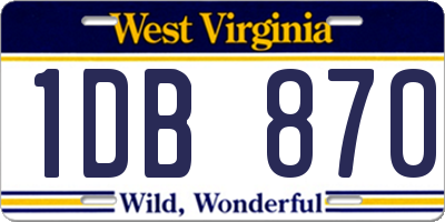 WV license plate 1DB870