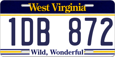 WV license plate 1DB872