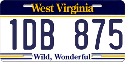 WV license plate 1DB875