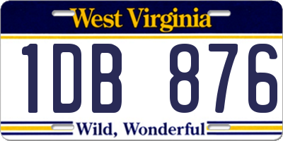 WV license plate 1DB876