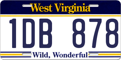 WV license plate 1DB878