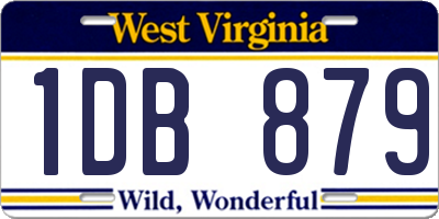 WV license plate 1DB879
