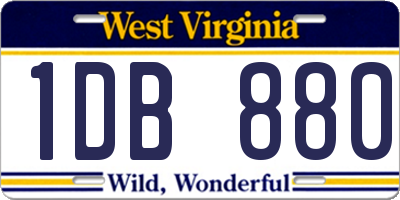 WV license plate 1DB880
