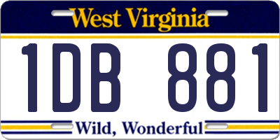 WV license plate 1DB881