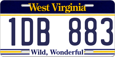 WV license plate 1DB883