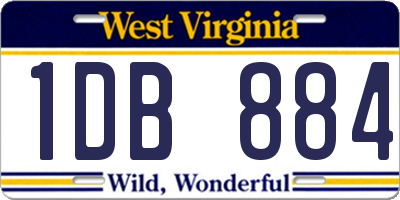 WV license plate 1DB884