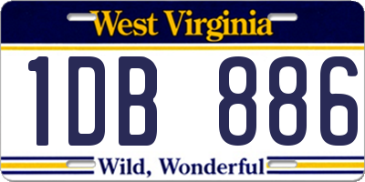 WV license plate 1DB886