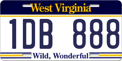 WV license plate 1DB888