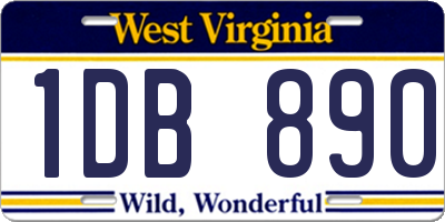 WV license plate 1DB890