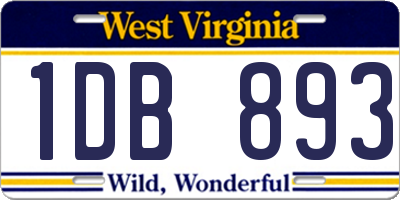 WV license plate 1DB893