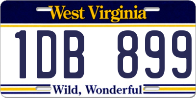 WV license plate 1DB899