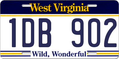 WV license plate 1DB902