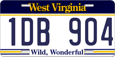 WV license plate 1DB904