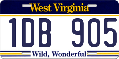 WV license plate 1DB905