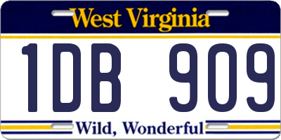 WV license plate 1DB909
