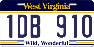 WV license plate 1DB910