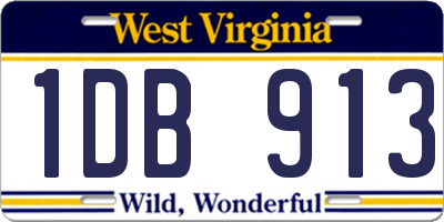 WV license plate 1DB913