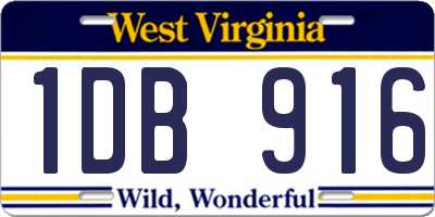 WV license plate 1DB916