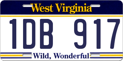 WV license plate 1DB917