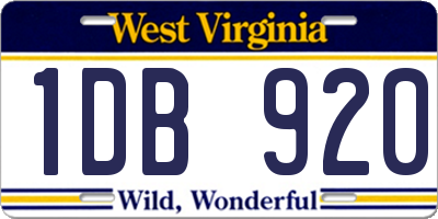 WV license plate 1DB920
