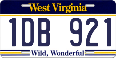 WV license plate 1DB921