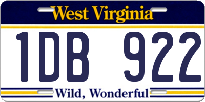 WV license plate 1DB922