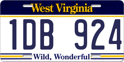 WV license plate 1DB924