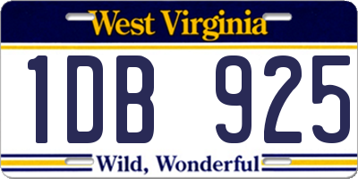 WV license plate 1DB925