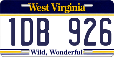WV license plate 1DB926