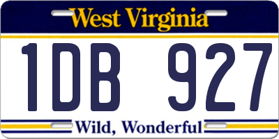 WV license plate 1DB927